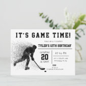 Invitation d'anniversaire de hockey noir (Debout devant)