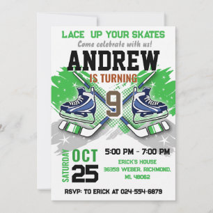 Invitation d'anniversaire de hockey personnalisée