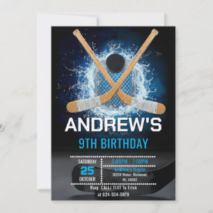 Invitation d'anniversaire de hockey simple personn