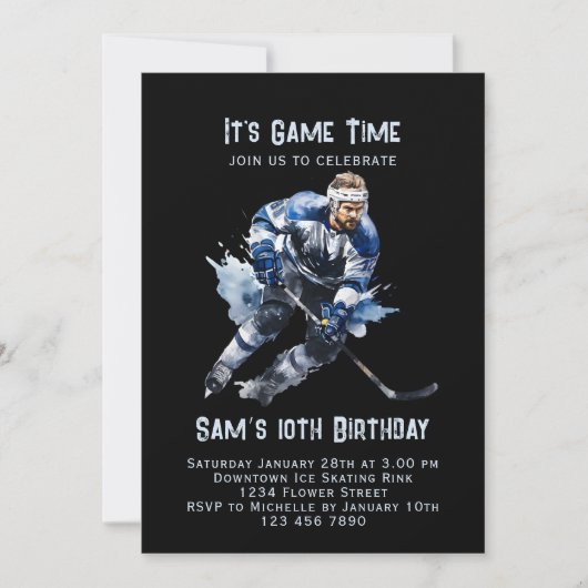 Invitation d'anniversaire de hockey sur glace, Par (Devant)