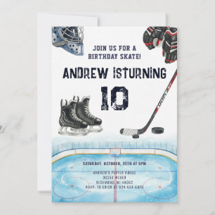 Invitation d'anniversaire de hockey sur glace pers