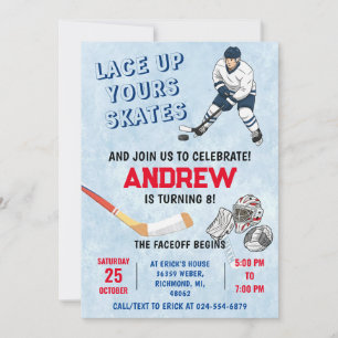 Invitation d'anniversaire de hockey sur glace pers