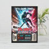 Invitation d'anniversaire de hockey | Thème de bil (Debout devant)