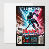 Invitation d'anniversaire de hockey | Thème de bil (Devant / Derrière)