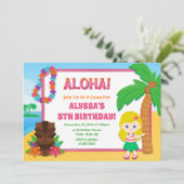 Invitation d'anniversaire de Hula Girl Luau Invita (Debout devant)