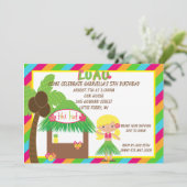 Invitation d'anniversaire de Hula Girl Tiki Hut (Debout devant)
