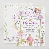 Invitation d'anniversaire de jardin de fée enchant (Devant / Derrière)