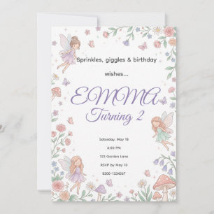 Invitation d'anniversaire de jardin de fées pastel