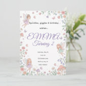Invitation d'anniversaire de jardin de fées pastel (Debout devant)