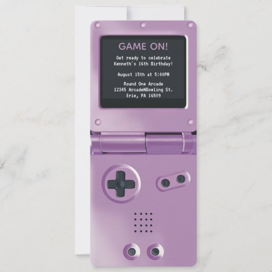 Invitation d'anniversaire de jeu à main rétro viol (Devant)