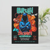 Invitation d'anniversaire de jeu Bruh (Debout devant)