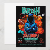 Invitation d'anniversaire de jeu Bruh (Devant / Derrière)