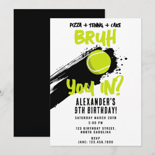 Invitation d'anniversaire de jeu de tennis sportif