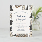 Invitation d'anniversaire de jeu d'échecs numériqu (Debout devant)