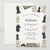 Invitation d'anniversaire de jeu d'échecs numériqu (Devant / Derrière)