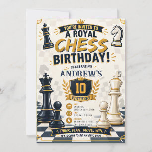 Invitation d'anniversaire de jeu d'échecs personna