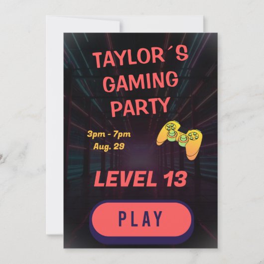 Invitation d'anniversaire de jeu Gamer Boy (Devant)