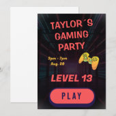 Invitation d'anniversaire de jeu Gamer Boy (Devant / Derrière)