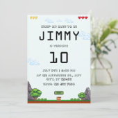 Invitation d'anniversaire de jeu Pixel (Debout devant)
