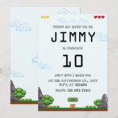 Invitation d'anniversaire de jeu Pixel (Devant / Derrière)