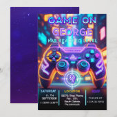 Invitation d'anniversaire de jeu vidéo (Devant / Derrière)