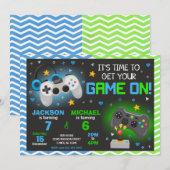 Invitation d'anniversaire de jeu vidéo conjoint |  (Devant / Derrière)