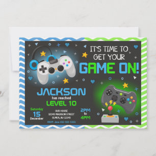 Invitation d'anniversaire de jeu vidéo Fête de j
