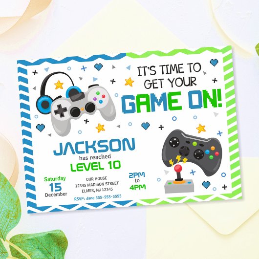 Invitation d'anniversaire de jeu vidéo | Fête de j