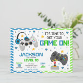 Invitation d'anniversaire de jeu vidéo | Fête de j (Debout devant)