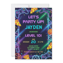 Invitation d'anniversaire de jeu vidéo, fête de je