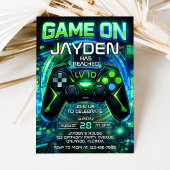 Invitation d'anniversaire de jeu vidéo Level up Ga