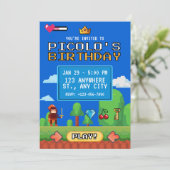 Invitation d'anniversaire de jeu vidéo rétro 8 bit (Debout devant)