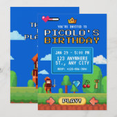 Invitation d'anniversaire de jeu vidéo rétro 8 bit (Devant / Derrière)