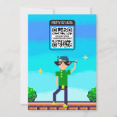Invitation d'anniversaire de jeu vidéo rétro pixel (Dos)