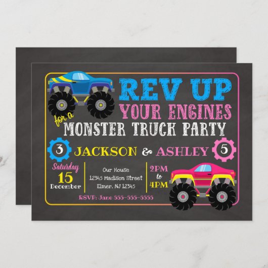 Invitation d'anniversaire de joint de camion de (Devant / Derrière)