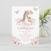 Invitation d'anniversaire de joli poney floral boh (Debout devant)