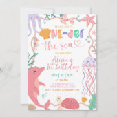 Invitation d'anniversaire de jolis animaux marins (Devant)