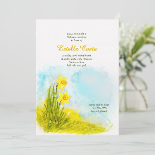Invitation d'anniversaire de jonquilles (Debout devant)