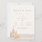 Invitation d'anniversaire de jour de plage minimal (Devant)