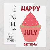 Invitation d'anniversaire de juillet (Devant / Derrière)