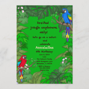 Invitation d'anniversaire de jungle de perroquet