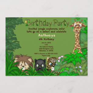 Invitation d'anniversaire de jungle de safari