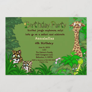 Invitation d'anniversaire de jungle de safari