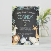 Invitation d'anniversaire de jungle de safari, (Debout devant)