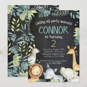Invitation d'anniversaire de jungle de safari,