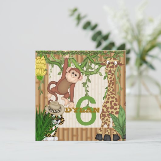 Invitation d'anniversaire de jungle POPULAIRE (Debout devant)