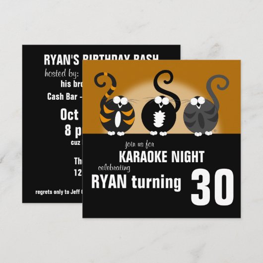 Invitation d'anniversaire de karaoke (Devant / Derrière)