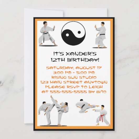 Invitation d'anniversaire de Karate (Devant)