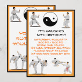Invitation d'anniversaire de Karate (Devant / Derrière)