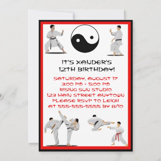 Invitation d'anniversaire de Karate (Devant)